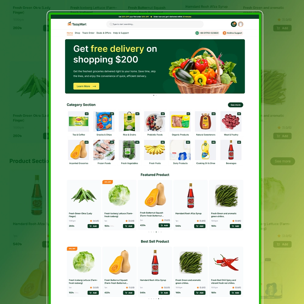 Tazaj Mart – Grocery, Fresh & Organic E-Commerce Website