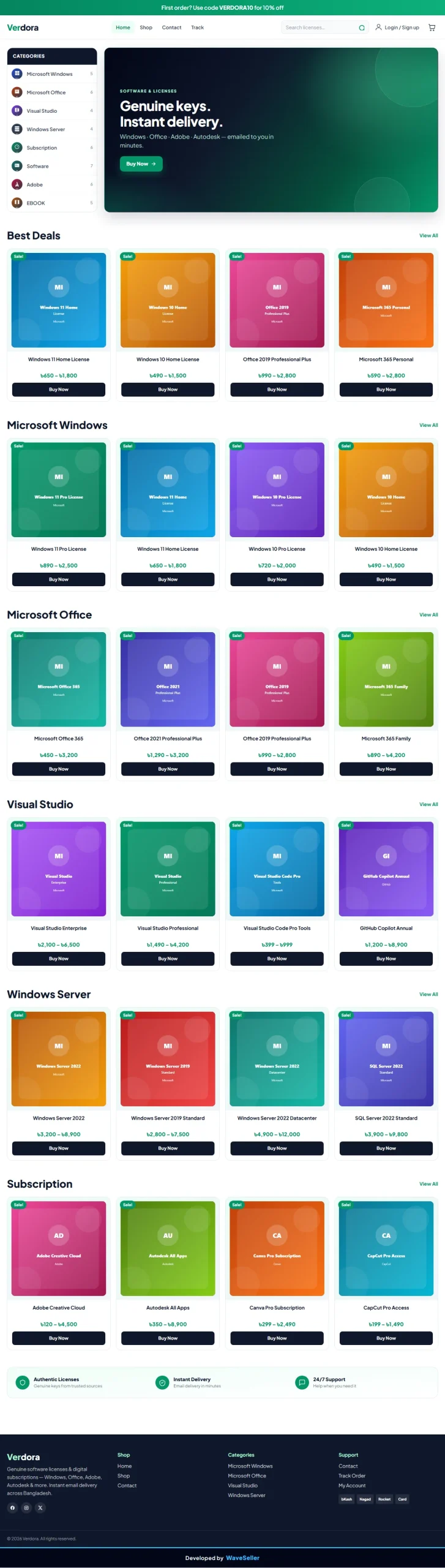 Verdora – Complete Laravel Digital Products, Software & License Key Store Website - Image 2